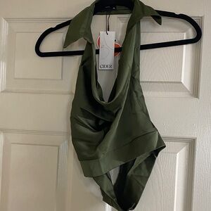 Cider Deep Green Halter Neck Top